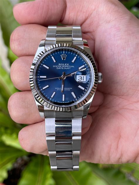 rolex datejust 36 silver blue white black|rolex 36mm datejust with diamonds.